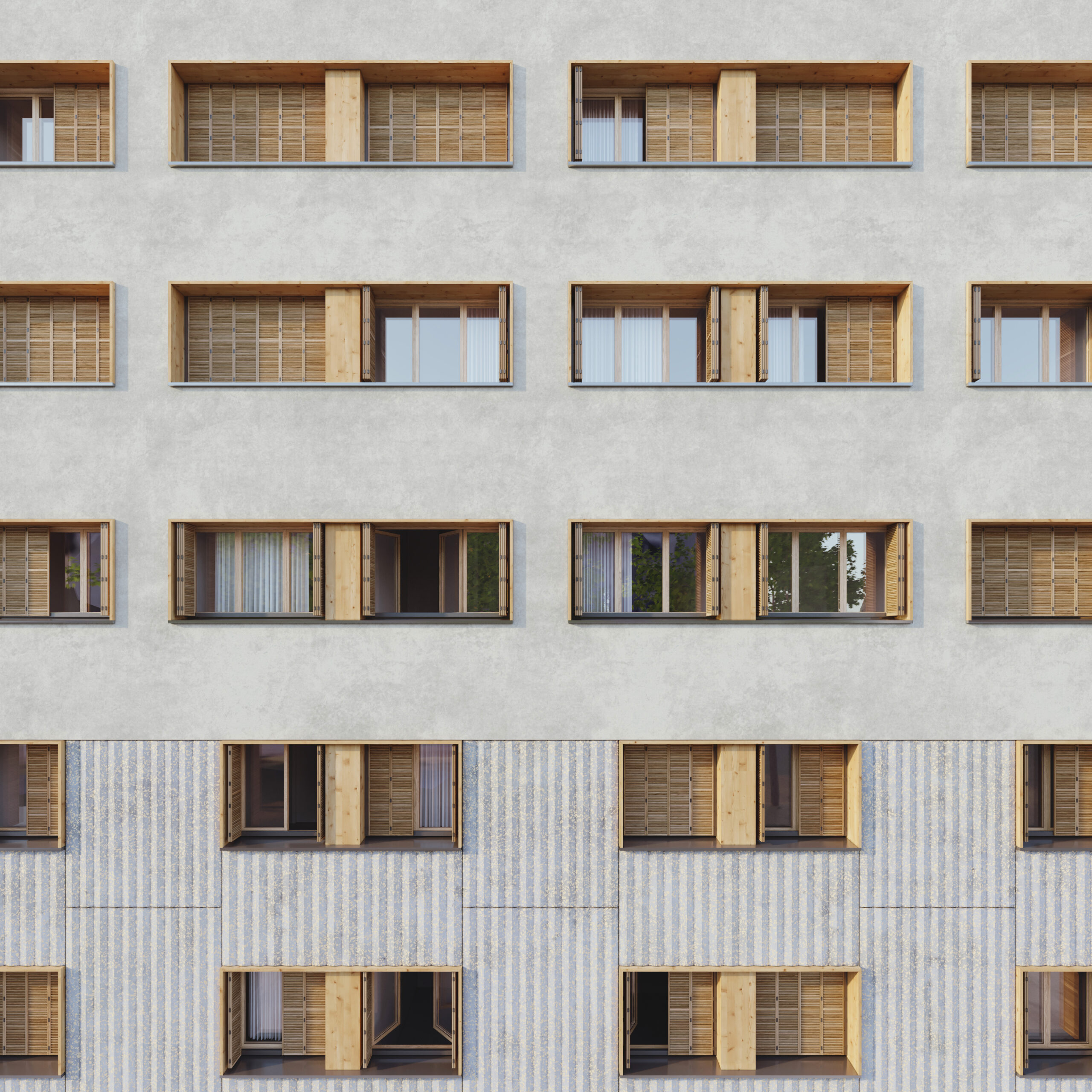 Façade de logements familiaux à Issy-les-Moulineaux après réhabilitation d’anciens bureaux