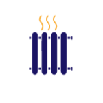 Pictogramme de radiateur symbolisant la production de chaleur du projet de rénovation de l’ancien siège de l’URSSAF