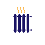 Pictogramme de radiateur symbolisant la production de chaleur du projet de rénovation de l’ancien siège de l’URSSAF