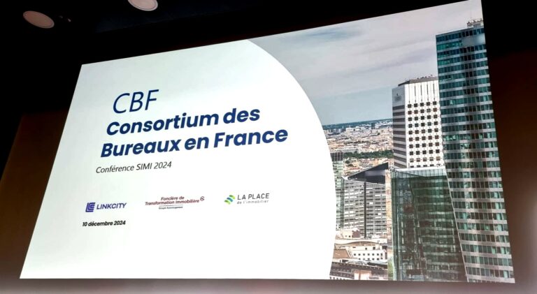 Présentation du Consortium des Bureaux en France projetée lors de la conférence SIMI, en décembre 2024