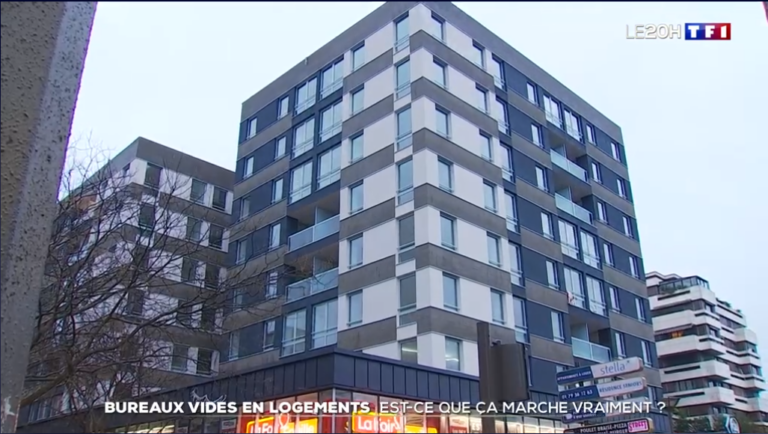 Immeuble de bureaux destiné à être transformé en logements, présenté au JT de TF1 en janvier 2025
