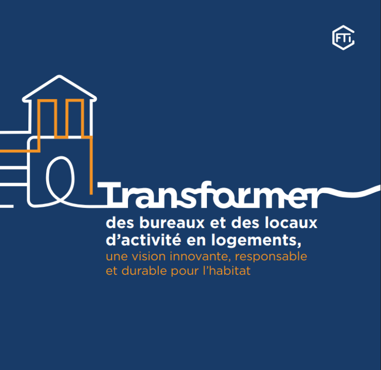 Couverture de la plaquette institutionnelle 2024 de FTI sur la transformation de locaux en logements