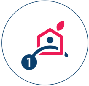Pictogramme de l’engagement n° 1 du Pacte stratégique, symbolisant le logement des habitants