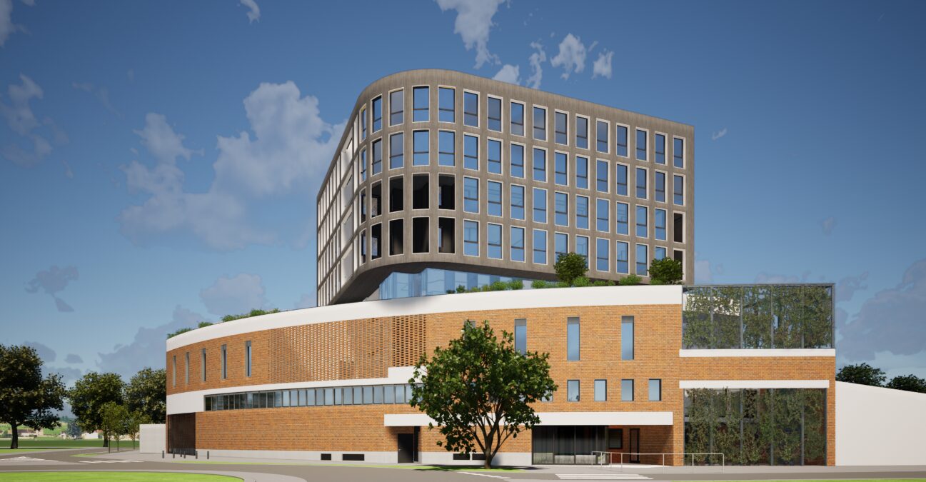 Transformation d’anciens bureaux en logements étudiants et jeunes actifs, perspective extérieure de janvier 2026