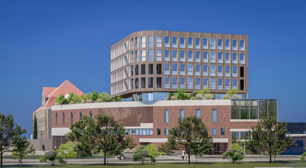 Perspective du projet rue du Général-Picquart à Strasbourg, avec surélévation contemporaine, en mai 2026