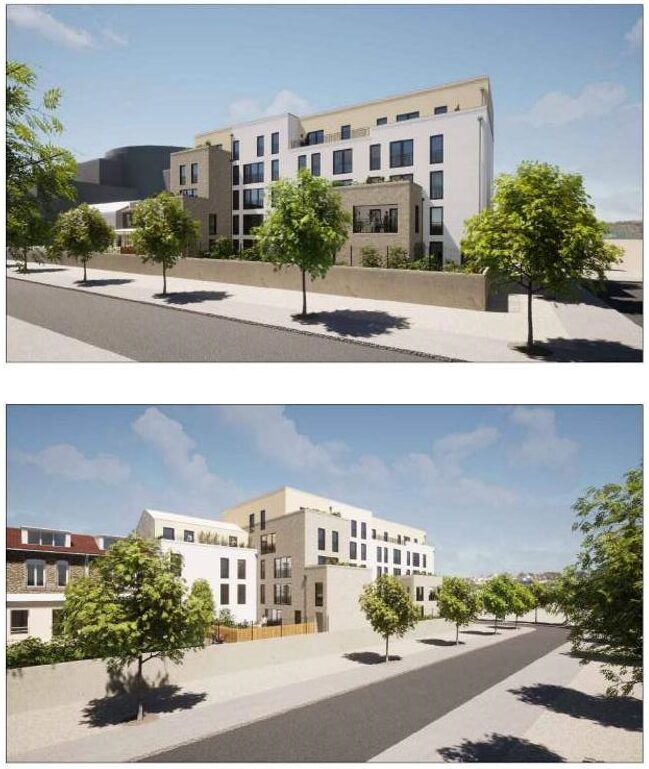 Deux perspectives du projet Lécluse montrant les façades sur rue des 34 logements familiaux, juin 2026