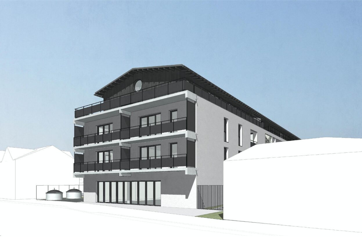 Perspective 3D du programme de logements familiaux prévu après démolition des locaux, en juin 2026