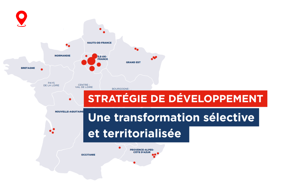 Carte de France de la stratégie de développement et de la transformation sélective et territorialisée, août 2026