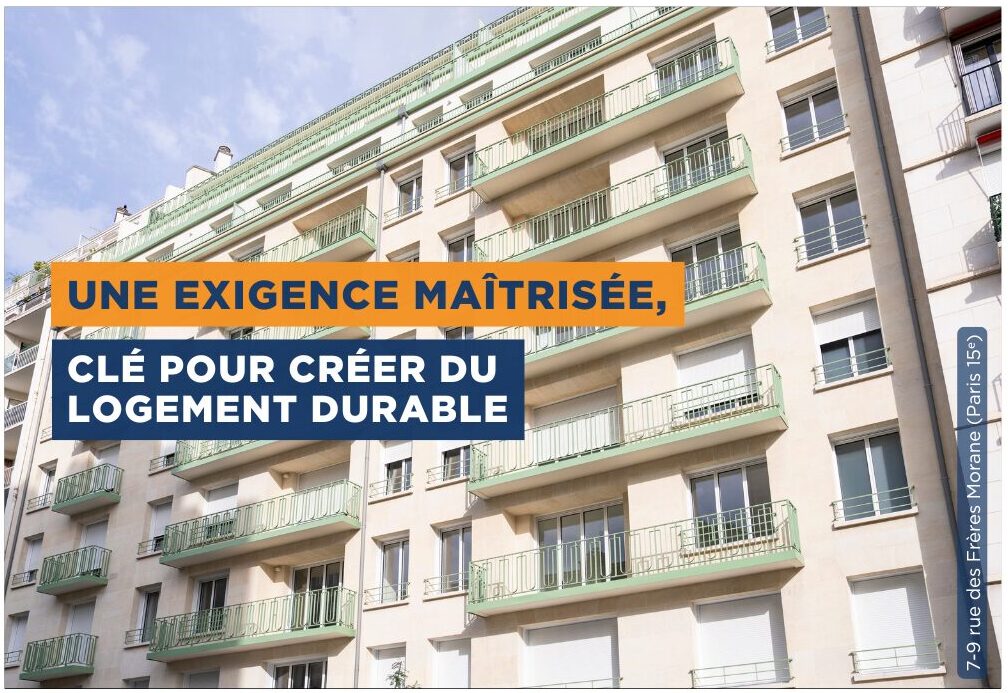 Façade d’immeuble et message sur la transformation maîtrisée pour créer du logement durable, août 2026